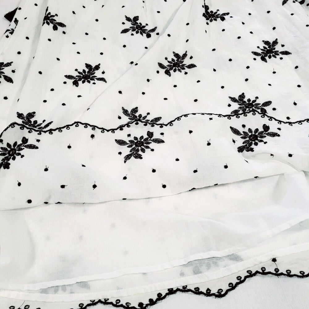 Zara Ecru off the shoulder Midi eyelet Dress S milkmaid Cottage tassels TRF - Picture 16 of 16